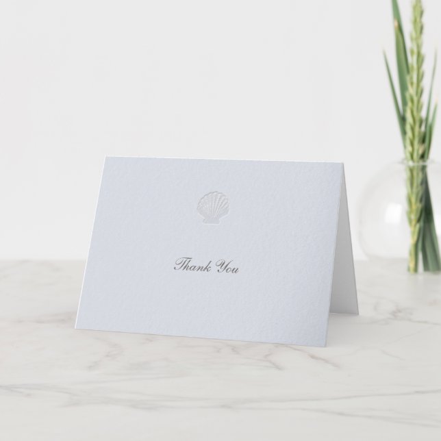 Küstennautische Muschel Blau Formelle Elegante Hoc Dankeskarte (Vorderseite)