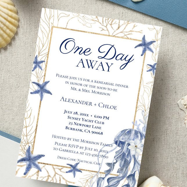 Küstenprobeessen-Einladung Einladung (Coastal Wedding Rehearsal Dinner Invitation)