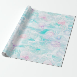 Küstenquallen-Wasserfarbenmuster Geschenkpapier