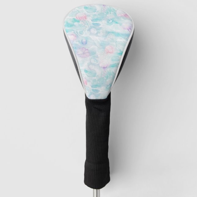 Küstenquallen-Wasserfarbenmuster Golf Headcover (Vorderseite)