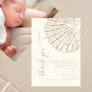 Küstensand-Beige-Baby-Shower-Foto-Dankeschön  Dankeskarte