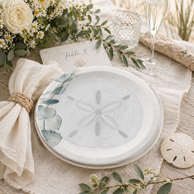 Küstensanddoller-Eukalyptus-Hochzeitspapierteller Pappteller (Von Creator hochgeladen)