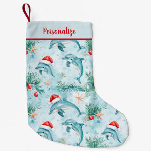Küstensanta-Weihnachtsdelphin personalisieren Kleiner Weihnachtsstrumpf