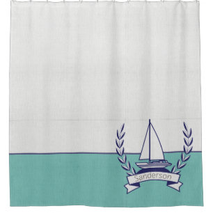 Küstenschiff Aquamariner Blauer Navy Sommer Duschvorhang