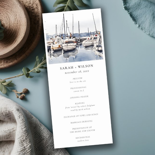 Küstenschiffe im Hafen Seascape Hochzeitsprogramm Einladung (Von Creator hochgeladen)