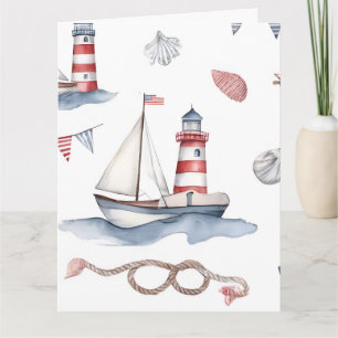Küstenschifffahrt 4. Juli-Segelboote Leuchtturm Karte