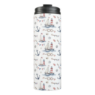 Küstenschifffahrt 4. Juli-Segelboote Leuchtturm Thermosbecher