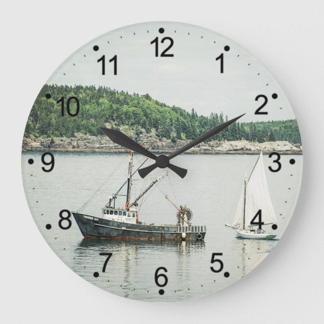 Küstenschifffahrt Maine Bar Harbour Große Wanduhr (Vorderseite)