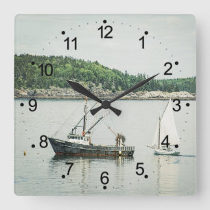 Küstenschifffahrt Maine Bar Harbour Quadratische Wanduhr