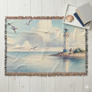 Küstensee-Leuchtturm-Möwen Pastellhimmel Gelassenh Decke