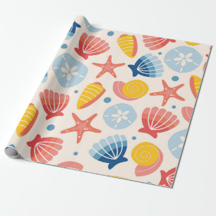 Küstenseegale und Sternfischmuster Geschenkpapier