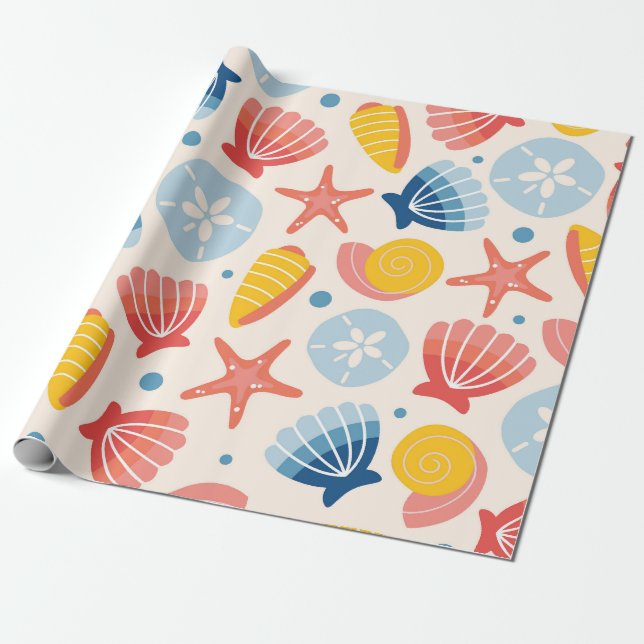 Küstenseegale und Sternfischmuster Geschenkpapier (Ungerollt)