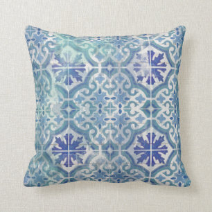 Küstenseeglasstrand-weiße Aqua-Ozean-Blau-Kunst Kissen