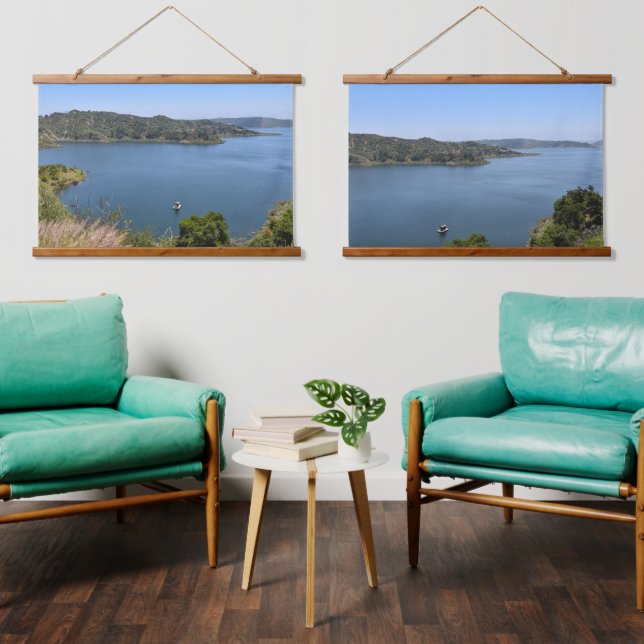 Küstenseelandschaft Wandteppich Mit Holzrahmen (Wohnzimmer)