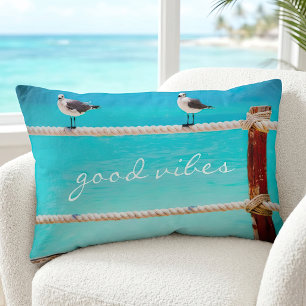 Küstenseemöwe Strand Vogel Gute Vibes Zitat Schrif Lendenkissen