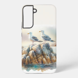 Küstenseemöwen Aquarell-Seelandschaft Samsung Galaxy Hülle