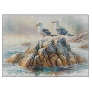 Küstenseemöwen Aquarell-Seelandschaft Schneidebrett