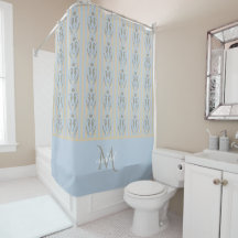 Küstenseepferd Cameo Blau Creme Streifen Monogramm