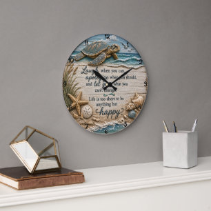 Küstenseeschildkröte mit Weisheit Große Wanduhr