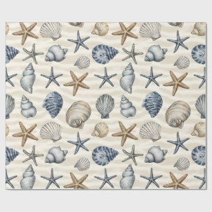 Küstenseestern Muscheln Elemente Design 391 Geschenkpapier