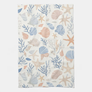 Küstenseesterne Blaue Pfirsichcreme Geschirrtuch