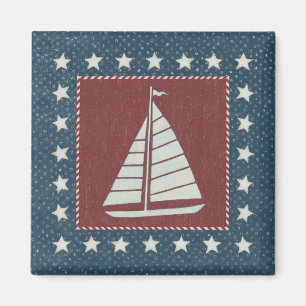 KüstenSegelboot der kunst-  auf Rot Magnet