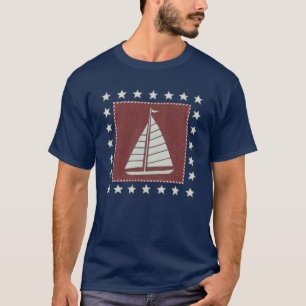 KüstenSegelboot der kunst-  auf Rot T-Shirt