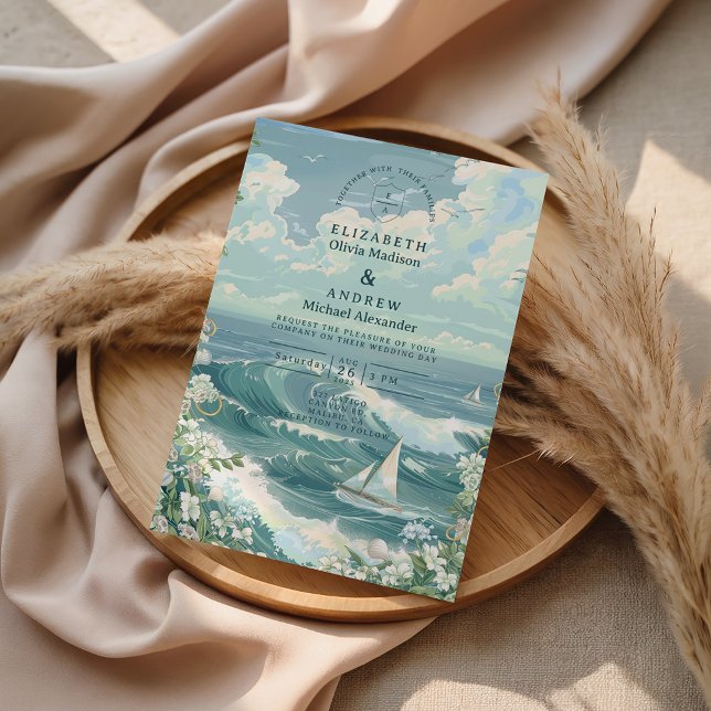 Küstensegelboot Ozean-Hochzeit Einladung (Von Creator hochgeladen)