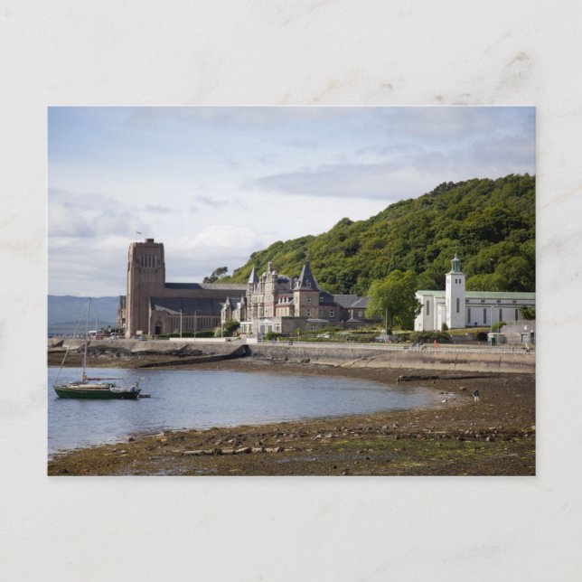 Küstensicht mit historischen Gebäude, Oban, Postkarte (Vorderseite)
