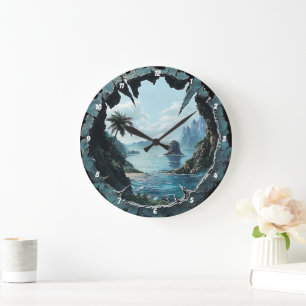Küstensicht" - Nautisches Fenster Große Wanduhr