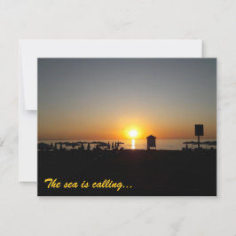 Küstensommer-Sonnenuntergangs-Silhouette Ankündigung
