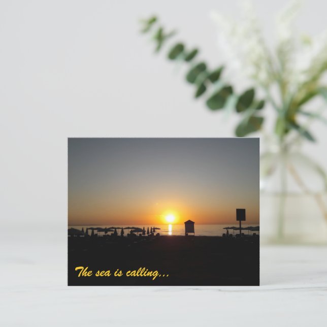 Küstensommer-Sonnenuntergangs-Silhouette Ankündigung (Stehend Vorderseite)