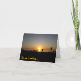 Küstensommer-Sonnenuntergangs-Silhouette Dankeskarte