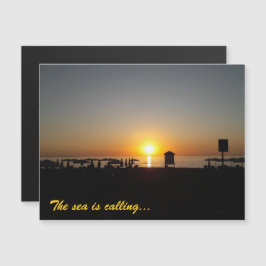 Küstensommer-Sonnenuntergangs-Silhouette Magnetkar Magnetkarte