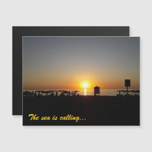 Küstensommer-Sonnenuntergangs-Silhouette Magnetkar Magnetkarte