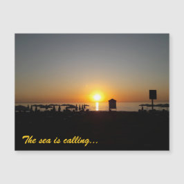 Küstensommer-Sonnenuntergangs-Silhouette Magnetkar Magnetkarte