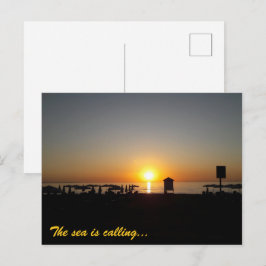 Küstensommer-Sonnenuntergangs-Silhouette Postkarte