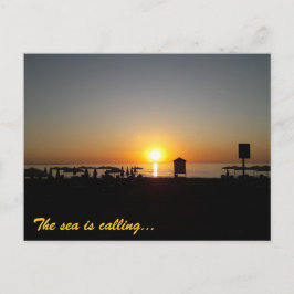 Küstensommer-Sonnenuntergangs-Silhouette Postkarte