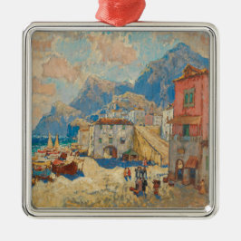 Küstenstadt in Spanien (Vintage spanische Landscha Ornament Aus Metall