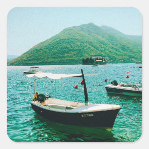 Küstenstadt Perast, Montenegro Quadratischer Aufkleber