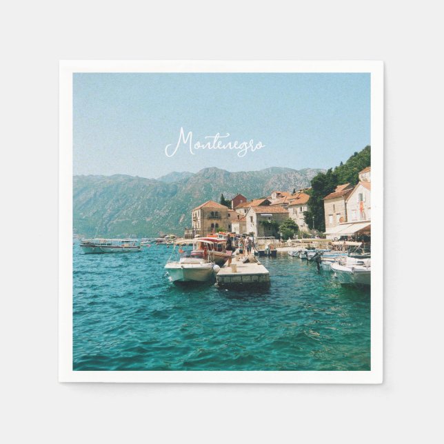 Küstenstadt Perast, Montenegro Serviette (Vorderseite)