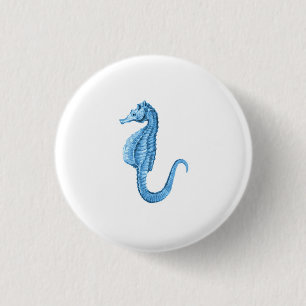 Küstenstrand des blauen Seepferdseeozeans Button