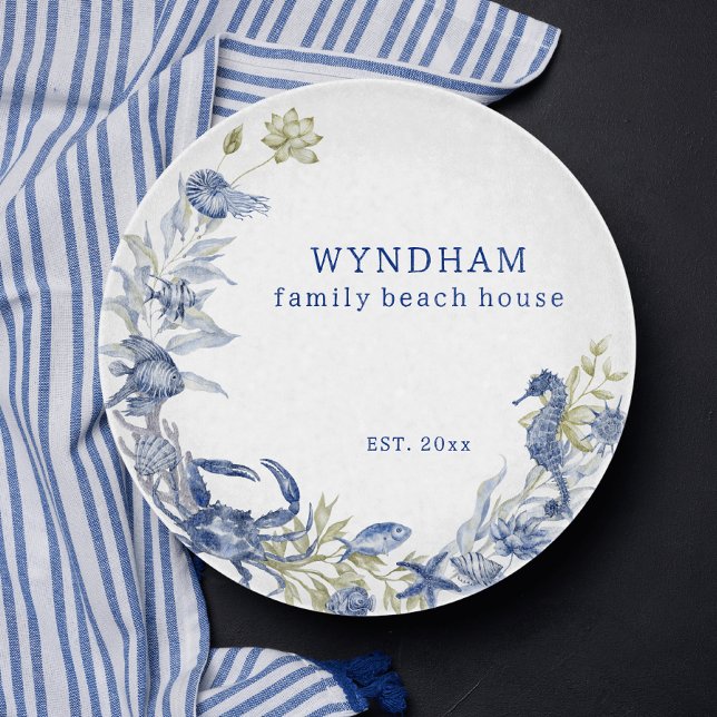 Küstenstrand House Marine Life Personalisiert Est. Schneidebrett (Von Creator hochgeladen)