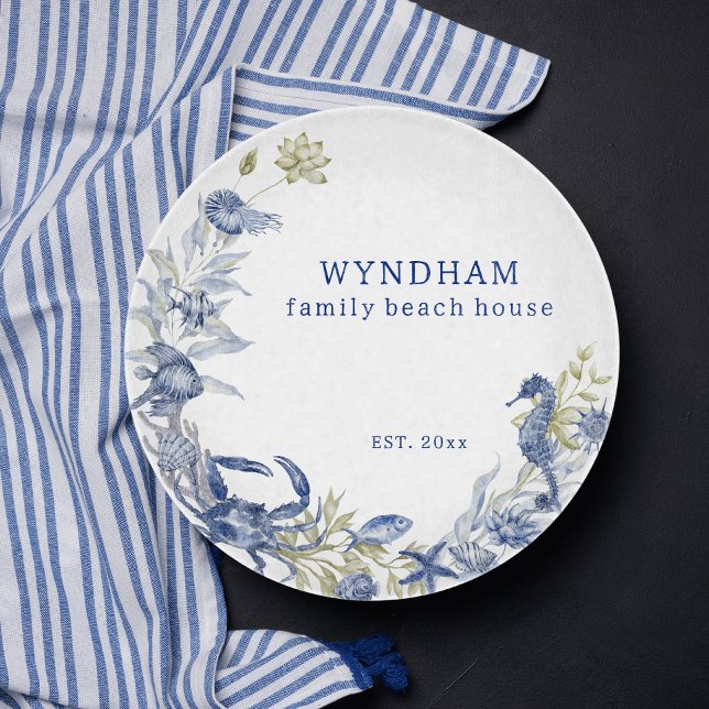 Küstenstrand House Marine Life Personalisiert Est. Schneidebrett (Von Creator hochgeladen)