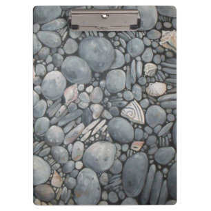 Küstenstrand Kiesel und Muscheln Malerei Druck Klemmbrett