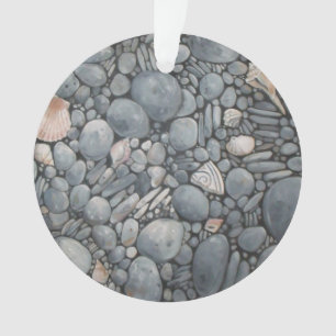Küstenstrand Kiesel und Muscheln Malerei Druck Ornament
