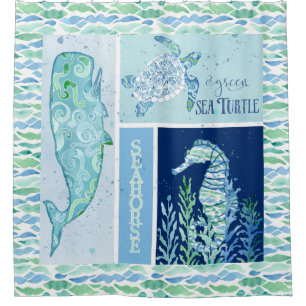 Küstenstrand Ocean Modernes Wellenmuster Duschvorhang