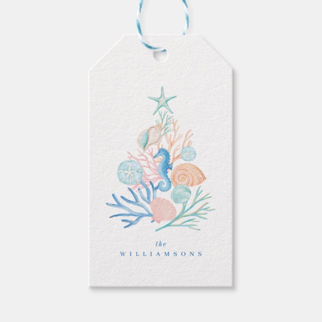 Küstenstrand Seashell Weihnachtsbaum Geschenkanhänger (Vorderseite)