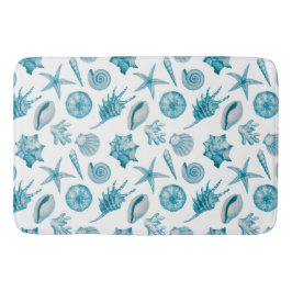 Küstenstrand Wasserfarbe Muscheln Aqua Türkis Blau Badematte