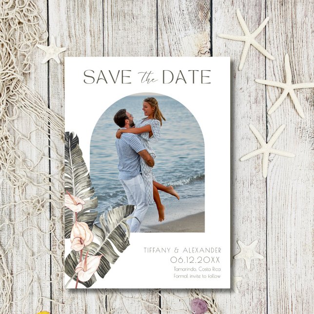 Küstenstrandhochzeit am Foto Save The Date (Coastal Seaside Photo Beach Wedding Save The Date)